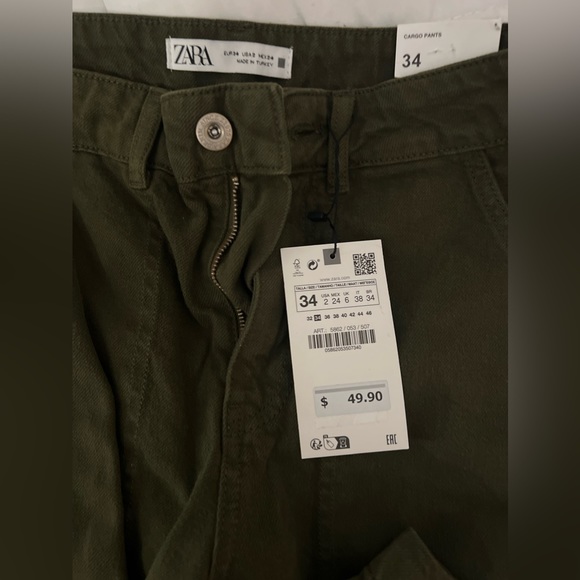 Zara Cargo Green Cargo Pant! NEW WT - Picture 2 of 4